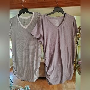 2 short sleeve maternity tops. Size medium